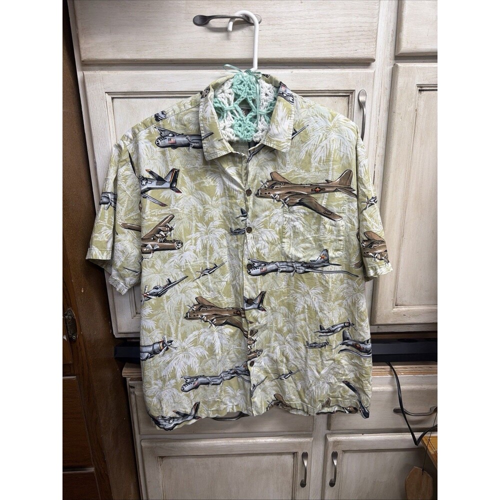 Aloha Republic Shirt Men's XL Usa Made Military Planes WW2 Airplanes